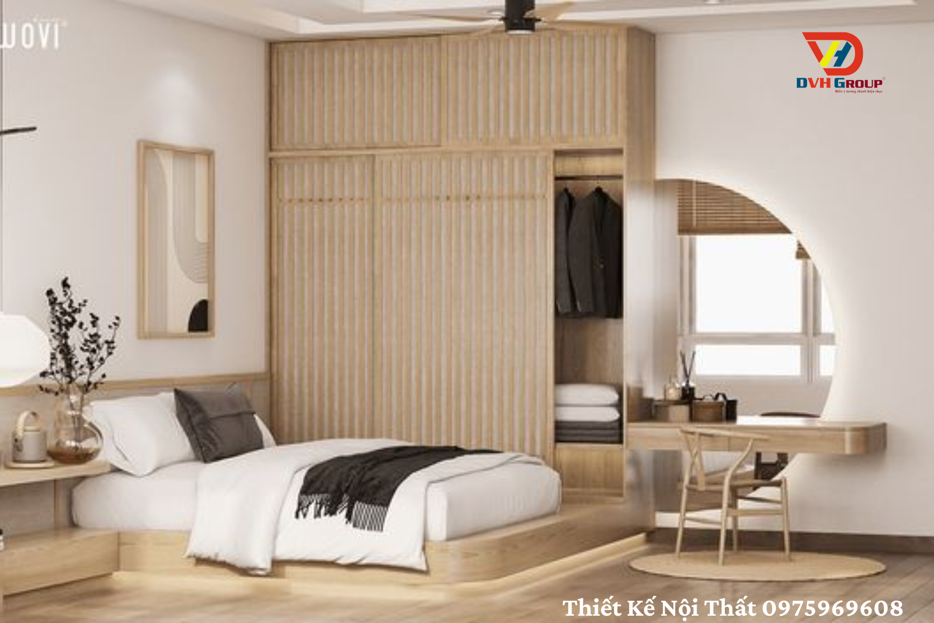 Phòng ngủ thiết kế theo phong cách nhật bản hiện đại được nhiều bạn trẻ ưa chuộng